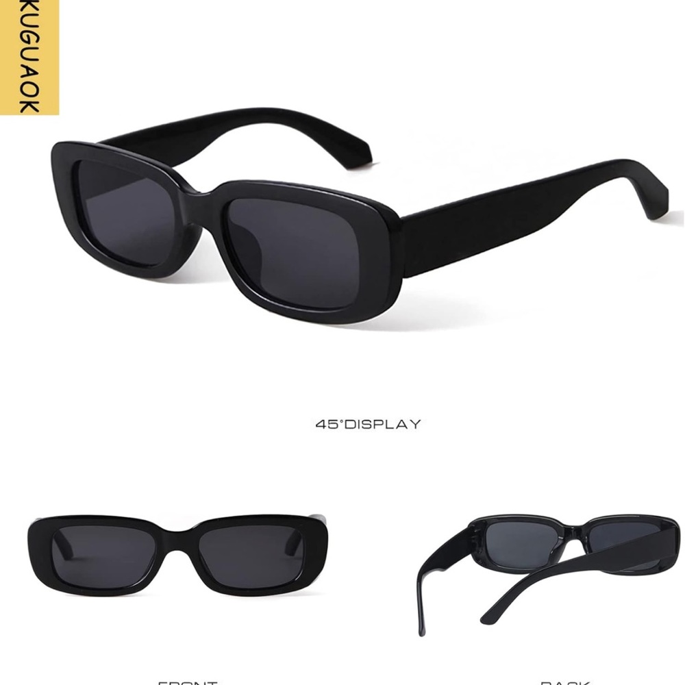 KUGUAOK Retro Rectangle Sunglasses for Women and Men  UV Protection Glasses 2 pk